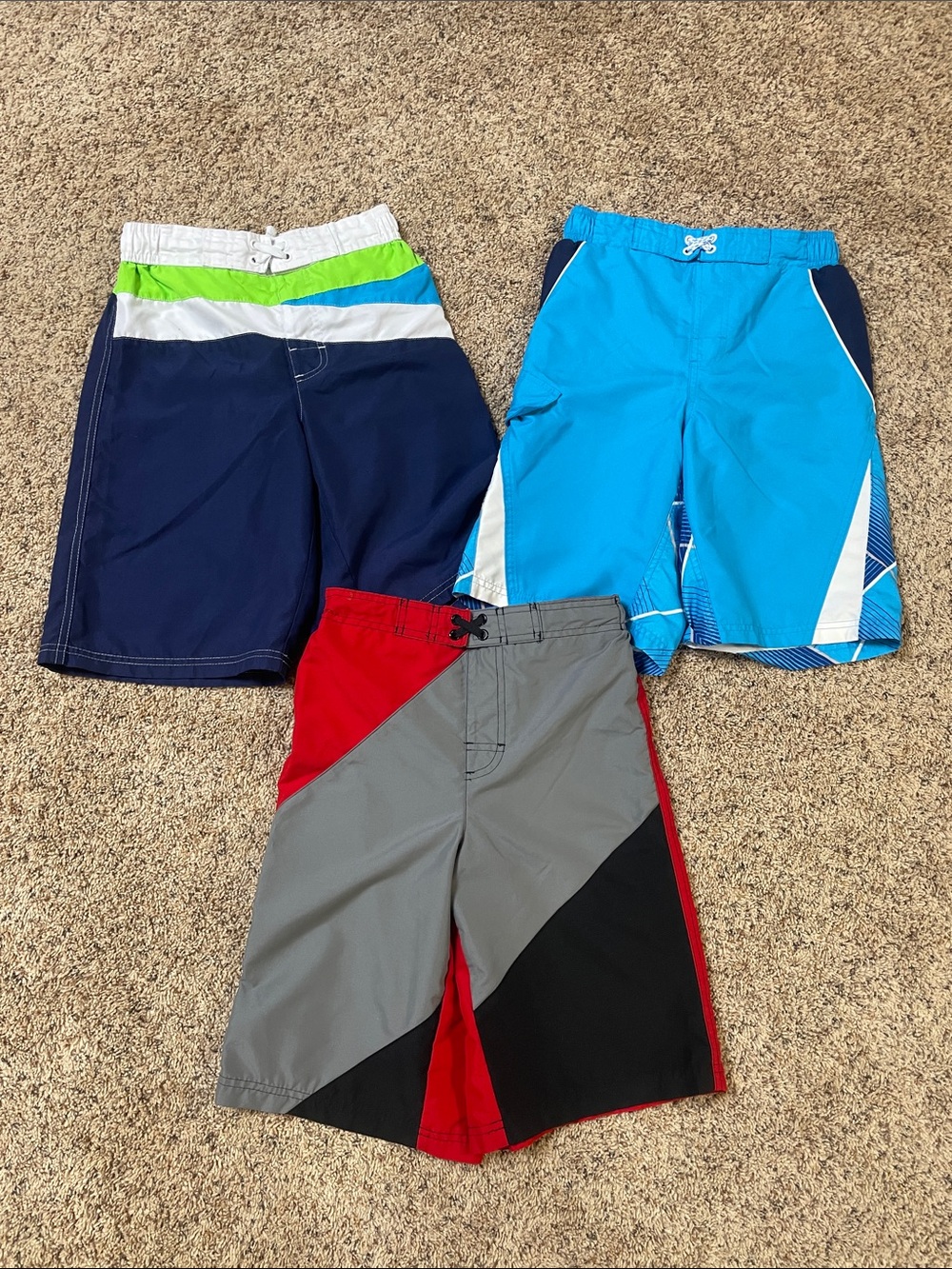 OP Boys' Swim Trunks Trio - Turquoise, Navy, Gray
